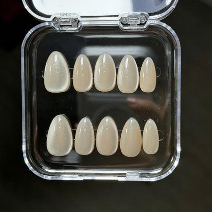 Sheer Nude Press On Nails - Neutral Nails - Wedding Brial Nails - Clean Girl Minimalist Glossy Natural - Custom Size Set - PN251142