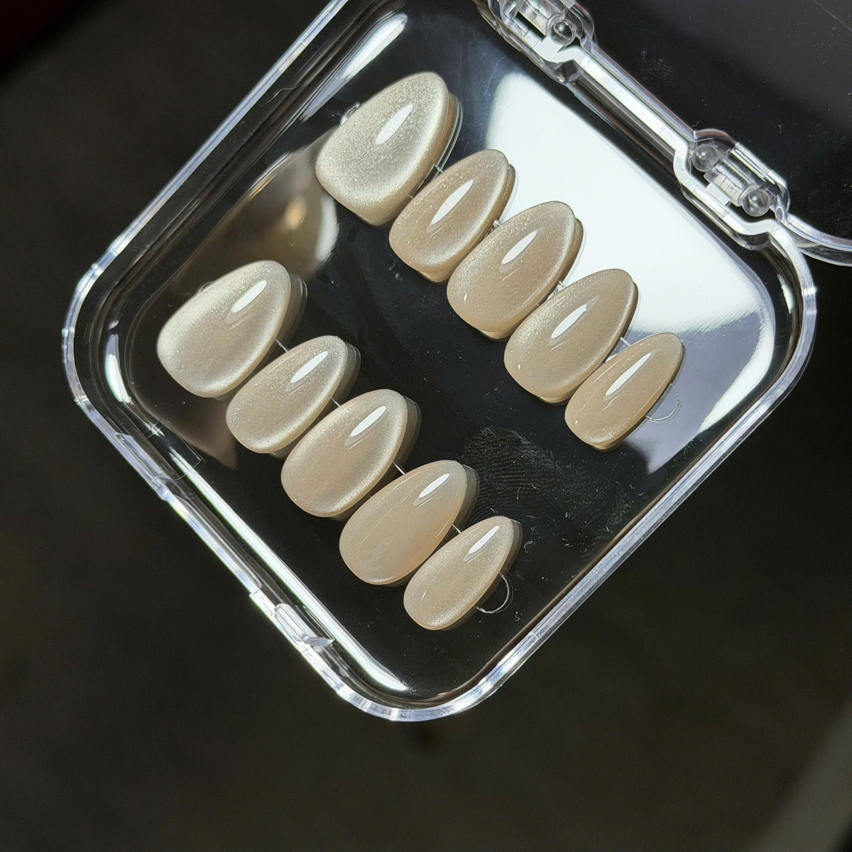 Sheer Nude Press On Nails - Neutral Nails - Wedding Brial Nails - Clean Girl Minimalist Glossy Natural - Custom Size Set - PN251142