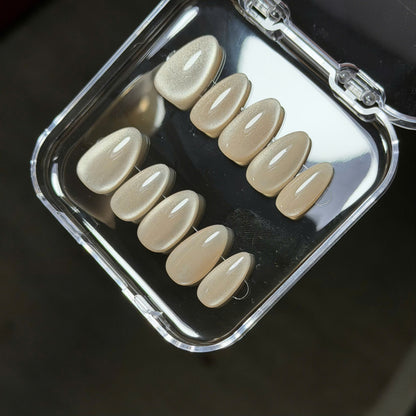 Sheer Nude Press On Nails - Neutral Nails - Wedding Brial Nails - Clean Girl Minimalist Glossy Natural - Custom Size Set - PN251142
