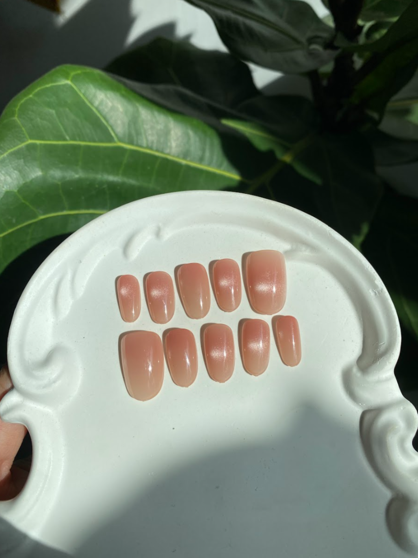 Nude Basic Cat Eye Press On Nails - Natural Pink Nude Gel Nails - Clean Girl - Handmade Reusable Nail Set - Custom Size Set - PN251109