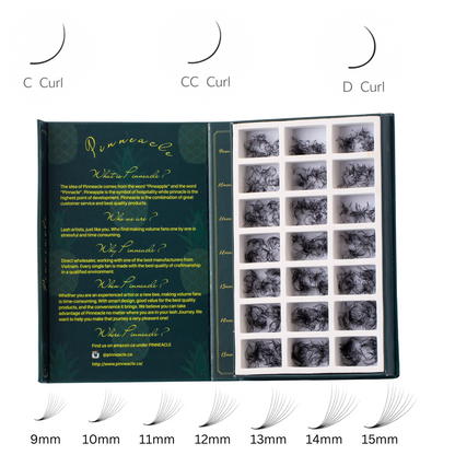 Volume 2100 Fans | 21 sizes in 1 | 8D volume | 7 lengths from 9-15mm |  3 curls : C, CC & D |