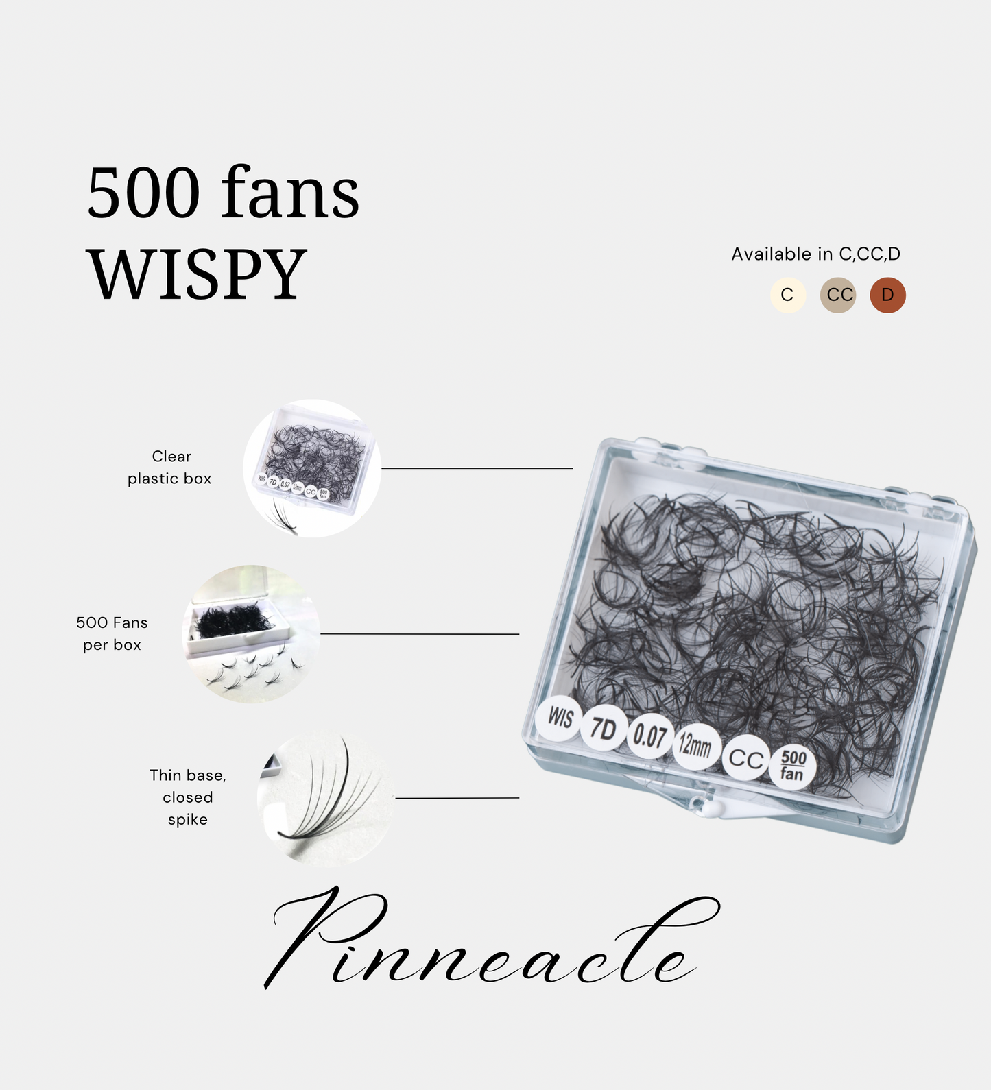 Wispy 500 Fans | 7D volume | C curl | 18mm (spike 20mm)