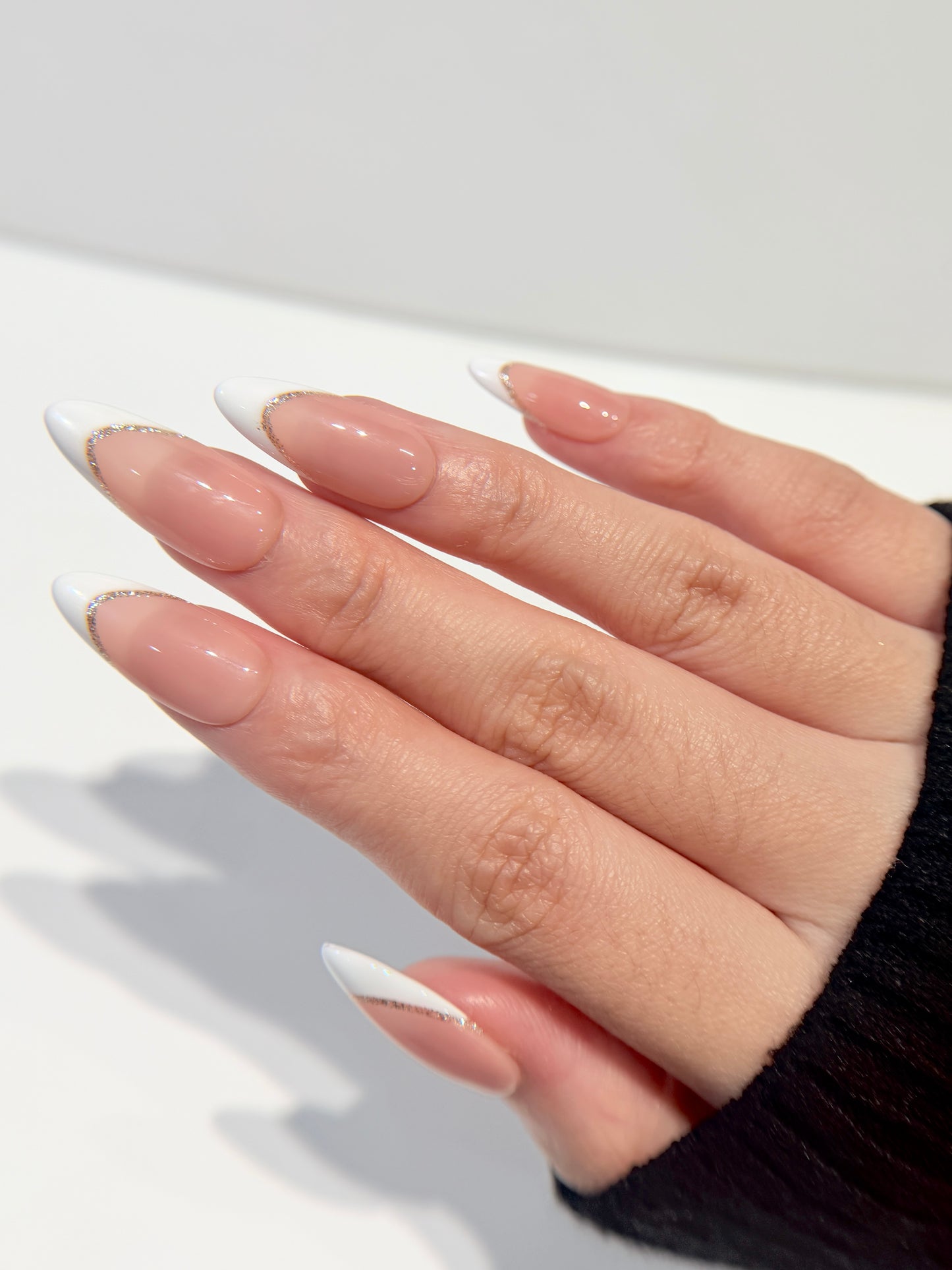 French Tip Press On Nails - Nude Pink with White Tips - Luxury Old Money Handmade Nails - Reusable Natural Salon Nails - Custom Size Set - NM233005