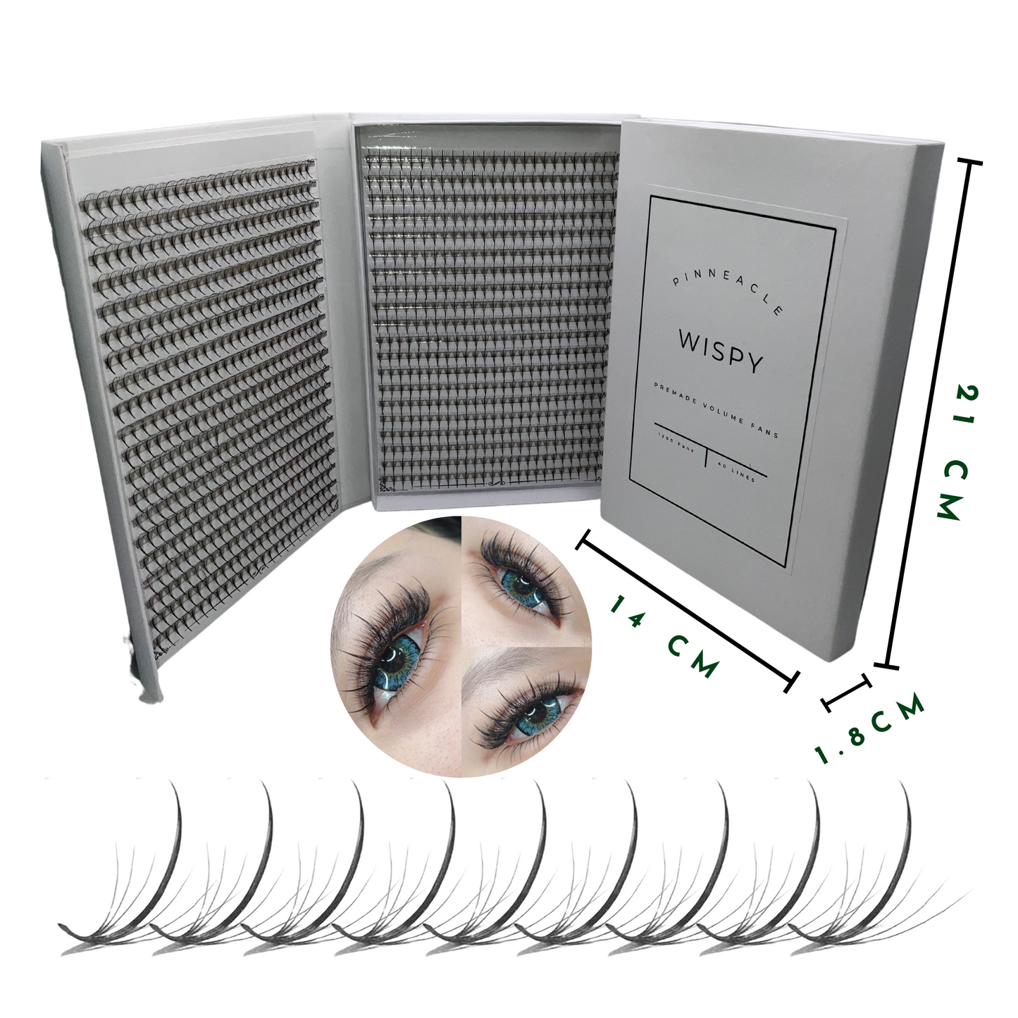 Pinneacle - 1200 Fans - 5D Wispy Premade Fans - Premade Spike + Volume Fans For Professional Eyelash Extensions (0.07-5D)