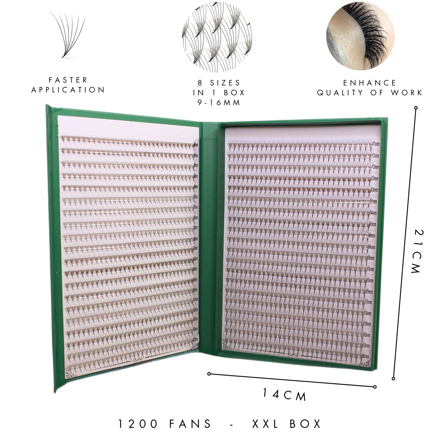 XXL Box 1200 Fans | 6D volume | 40 Lines| 8 sizes in 1 |  Premade Volume Fans