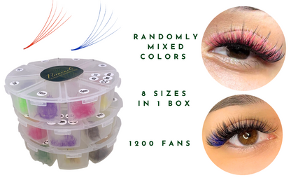 Colored Fans - 1200 Fans - 8 Sizes In 1 Box - 4D Volume