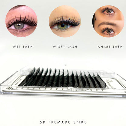 Premade Ultra-Narrow 5D Spike Fans - 800 Fans Per Box - Premium Handmade Volume Fans For Professional Eyelash Extensions