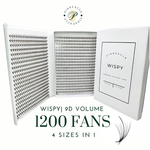XXL Box | Wispy 1200 Fans | 9D volume | 40 Lines| 4 sizes in 1 | Wispy Premade Volume Fans